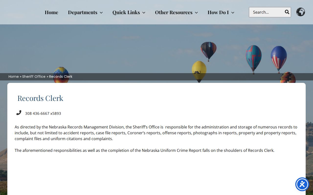 Scotts Bluff County booking record and Records Clerk source
