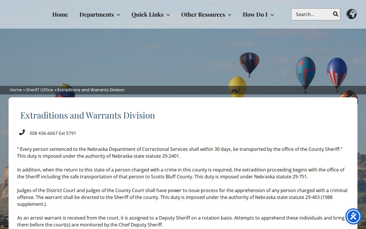 Scotts Bluff County warrant record and sheriff warrants division source