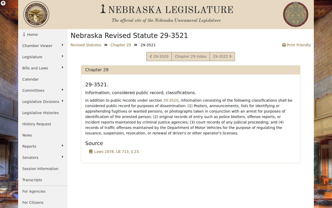 Scotts Bluff County mugshot record law source under Nebraska statute